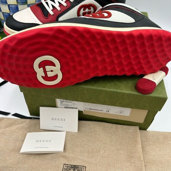 Men’s Gucci Mac 80 leather high top sneaker size 12.5 made in Italy - Picture 8 of 12